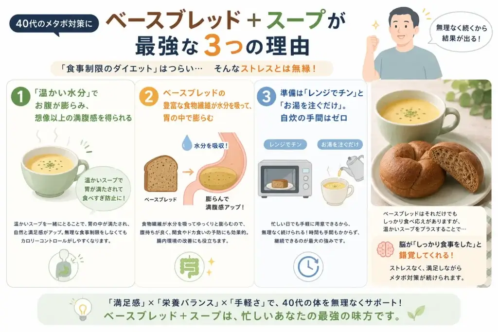 ベースブレットと一緒にスープを食べるメリットの説明