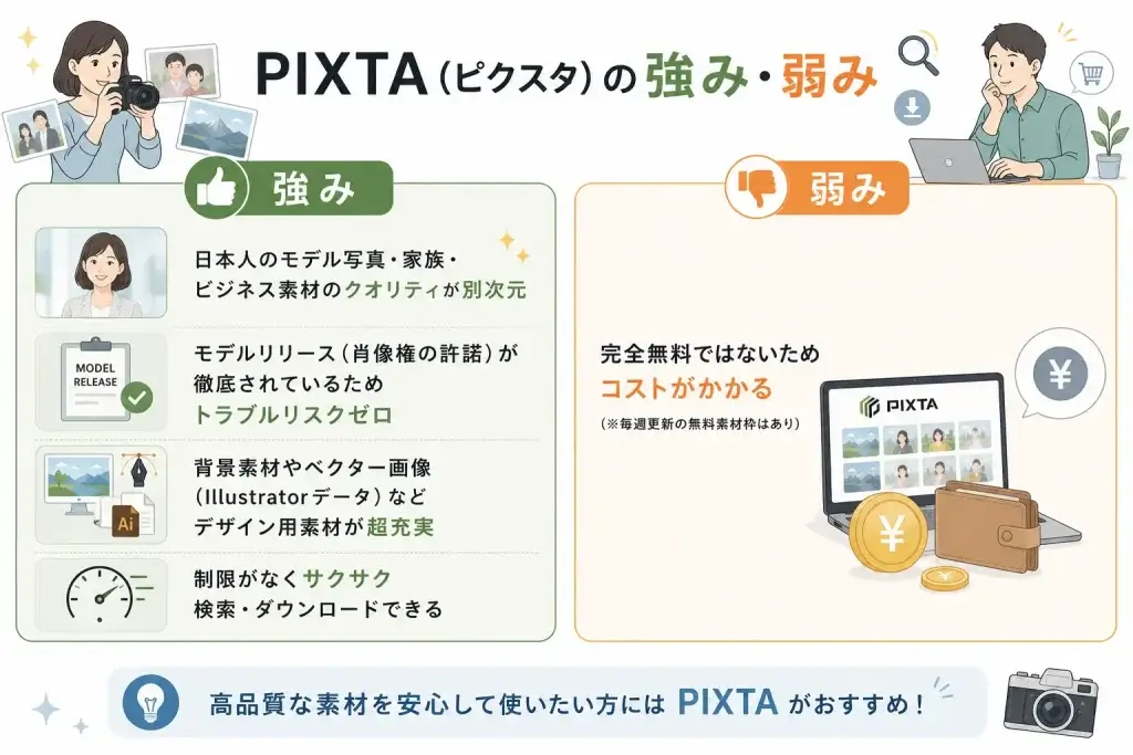 PIXTAの強みと弱み