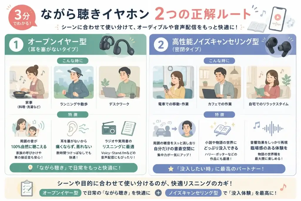 ながら聞きにおすすめのワイヤレスイヤホンの紹介