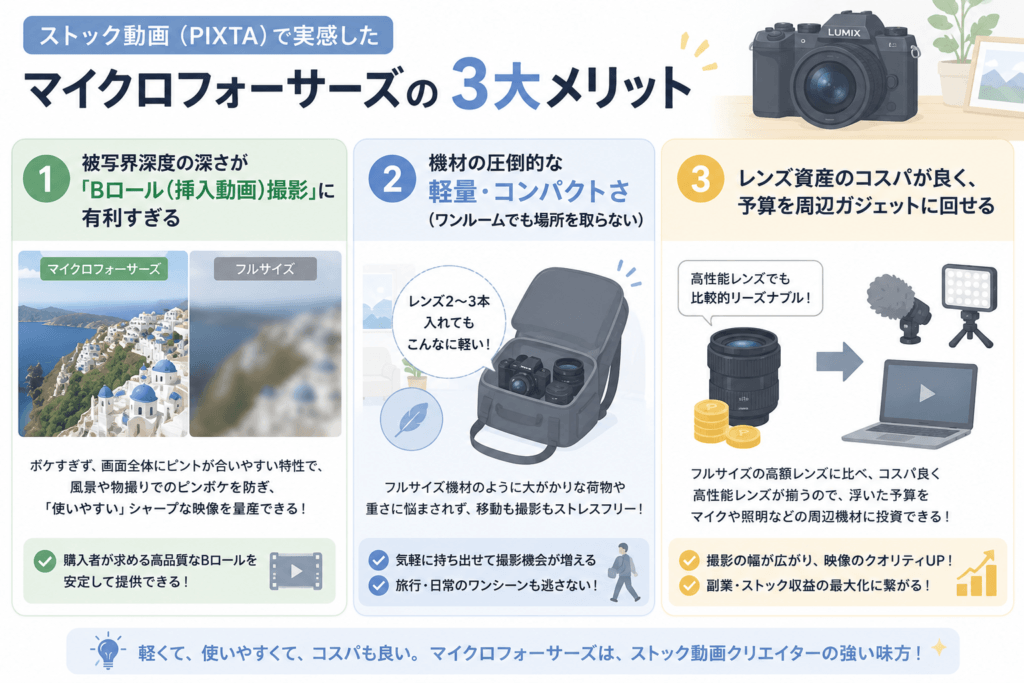 マイクロフォーサーズが動画素材撮影にぴったりの３つの理由