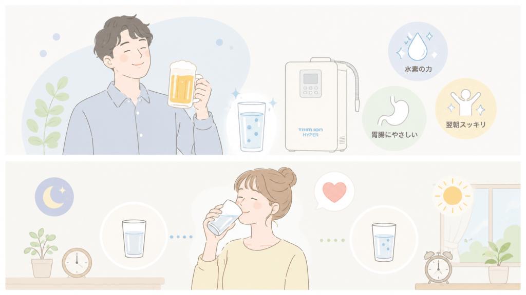 日本トリムの水素水が二日酔いの緩和におすすめな理由の挿絵