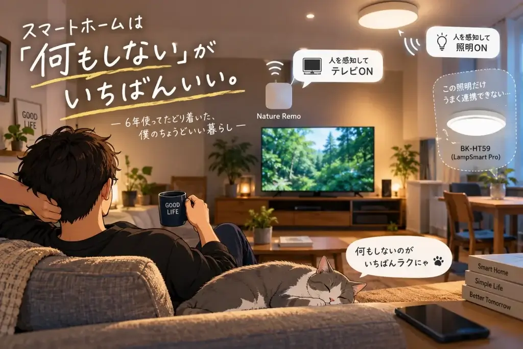 Nature Remoの人感センサーでテレビと照明を自動化しているスマートホーム